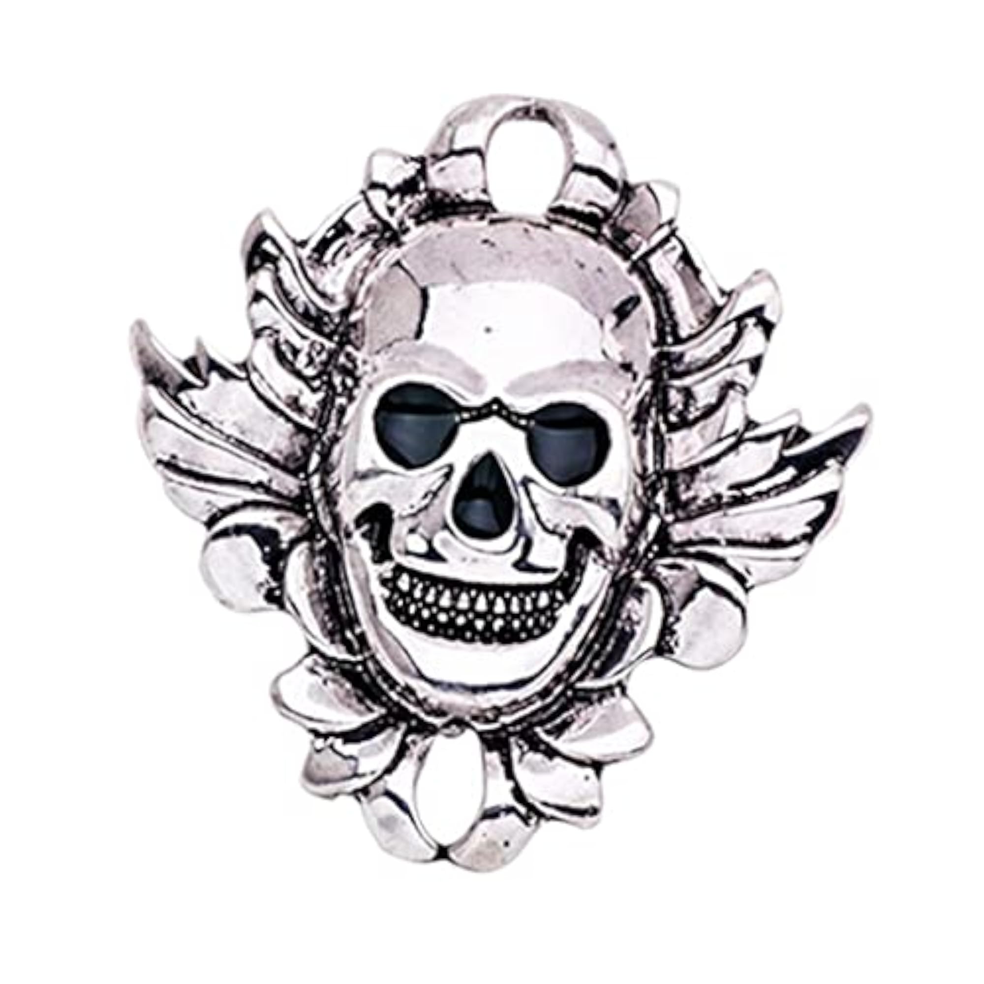 Skull Head Shape Silver Pin Back Brooch, Fashion Accessory